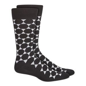 ALFATECH BY ALFANI Mens Black Rayon Geometric Seamless Casual Crew Socks 7-12